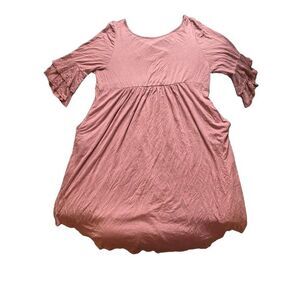 Emerald Dress Womens 1X Mauve Flare Crossover Strap Rayon Spandex Lagenlook Lady